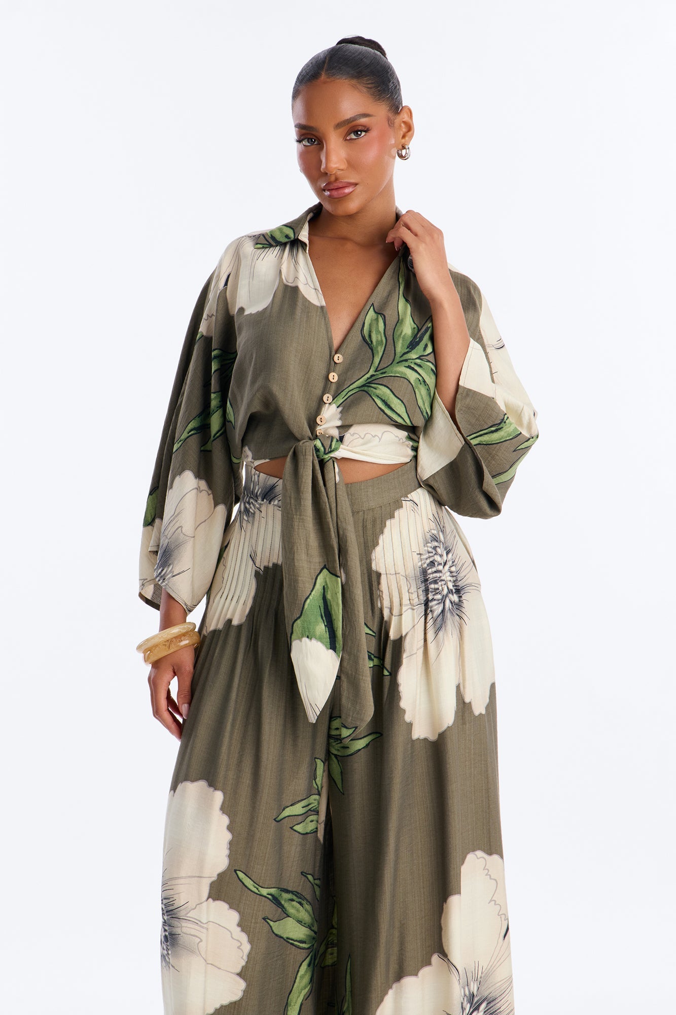 Vacation Vibe Floral Wide Leg Jumpsuit - Green