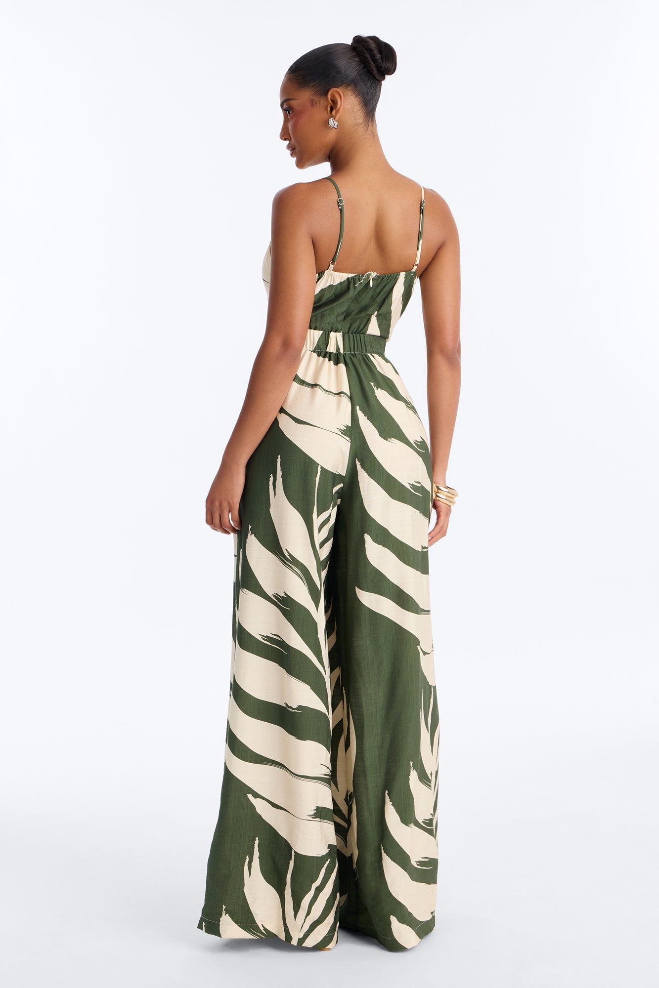 Tanya Tropical Wide Leg Jumpsuit - Green