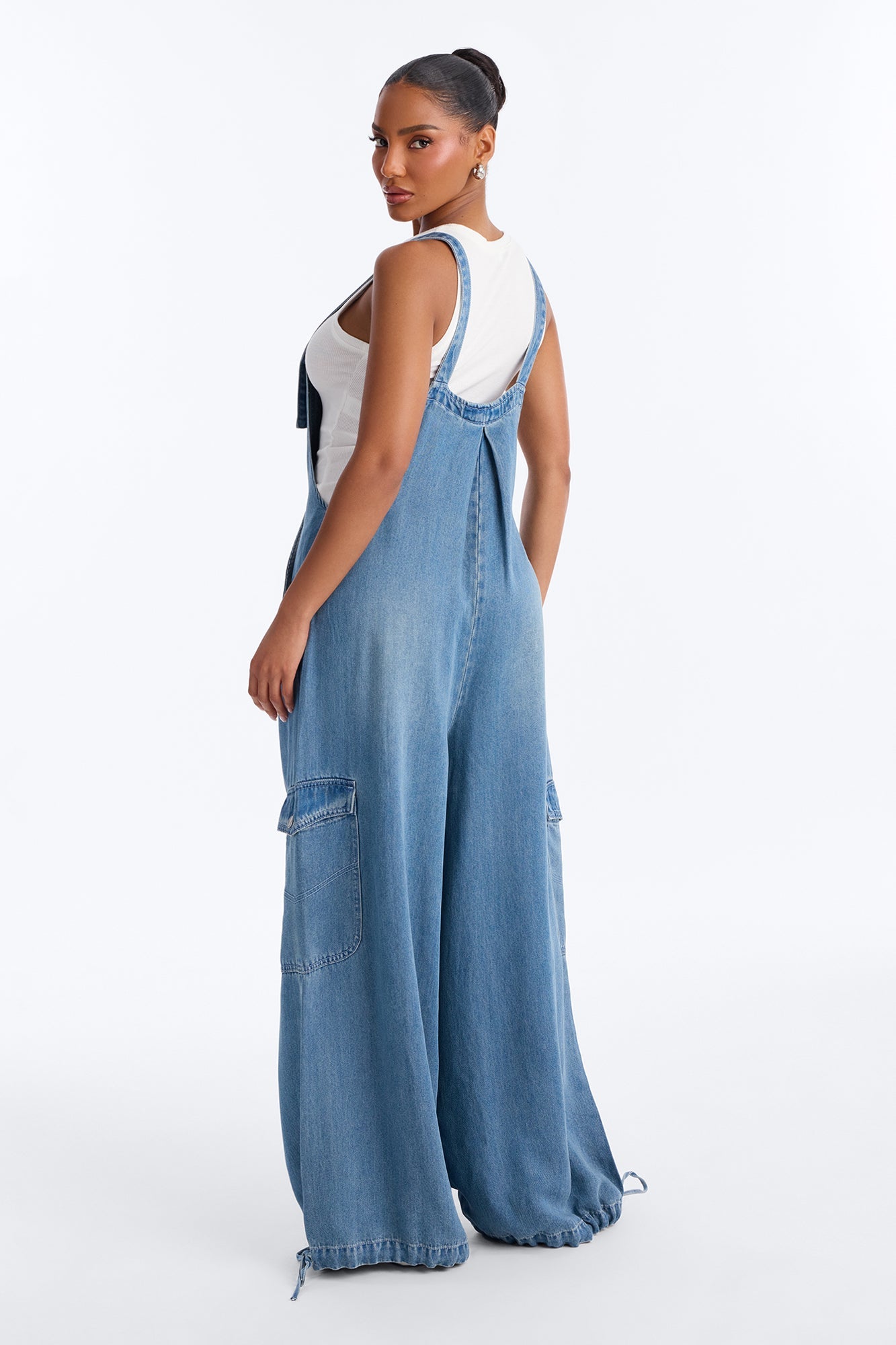 Nosara Drapey Denim Overalls - Vintage Wash