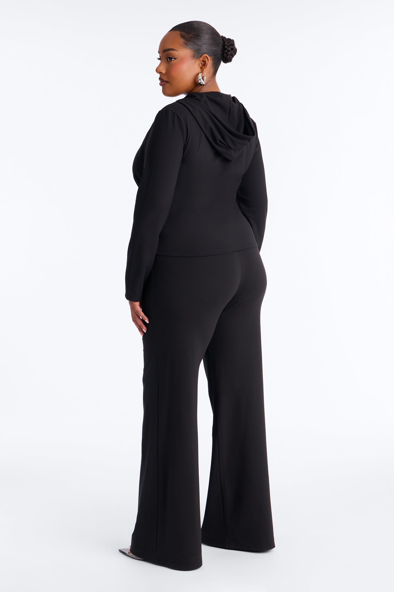 Casual Vibe Zip Up Hoodie Pant Set - Black