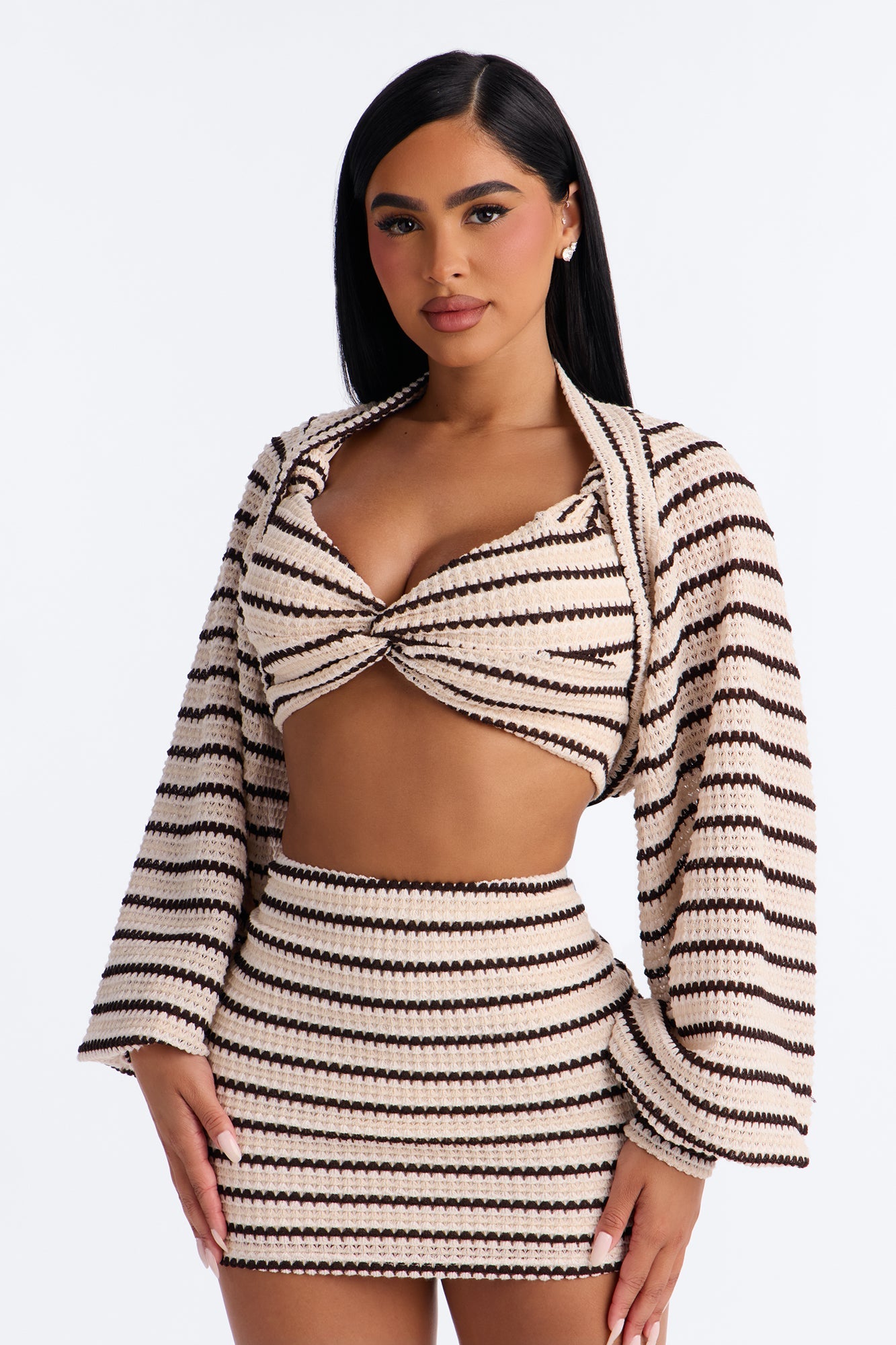 California Coast Crochet Skirt Set - Chocolate/Combo
