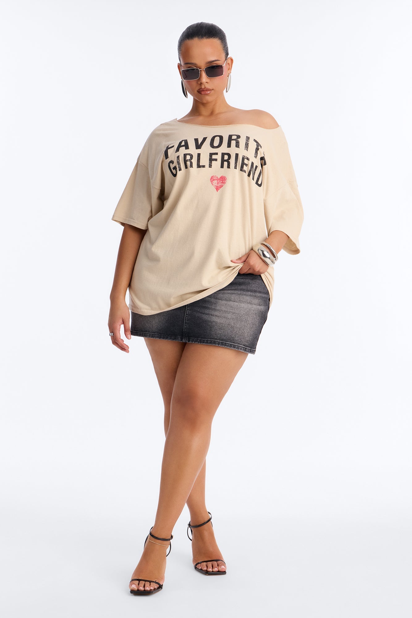 Favorite Girlfriend Off Shoulder Tee - Sand