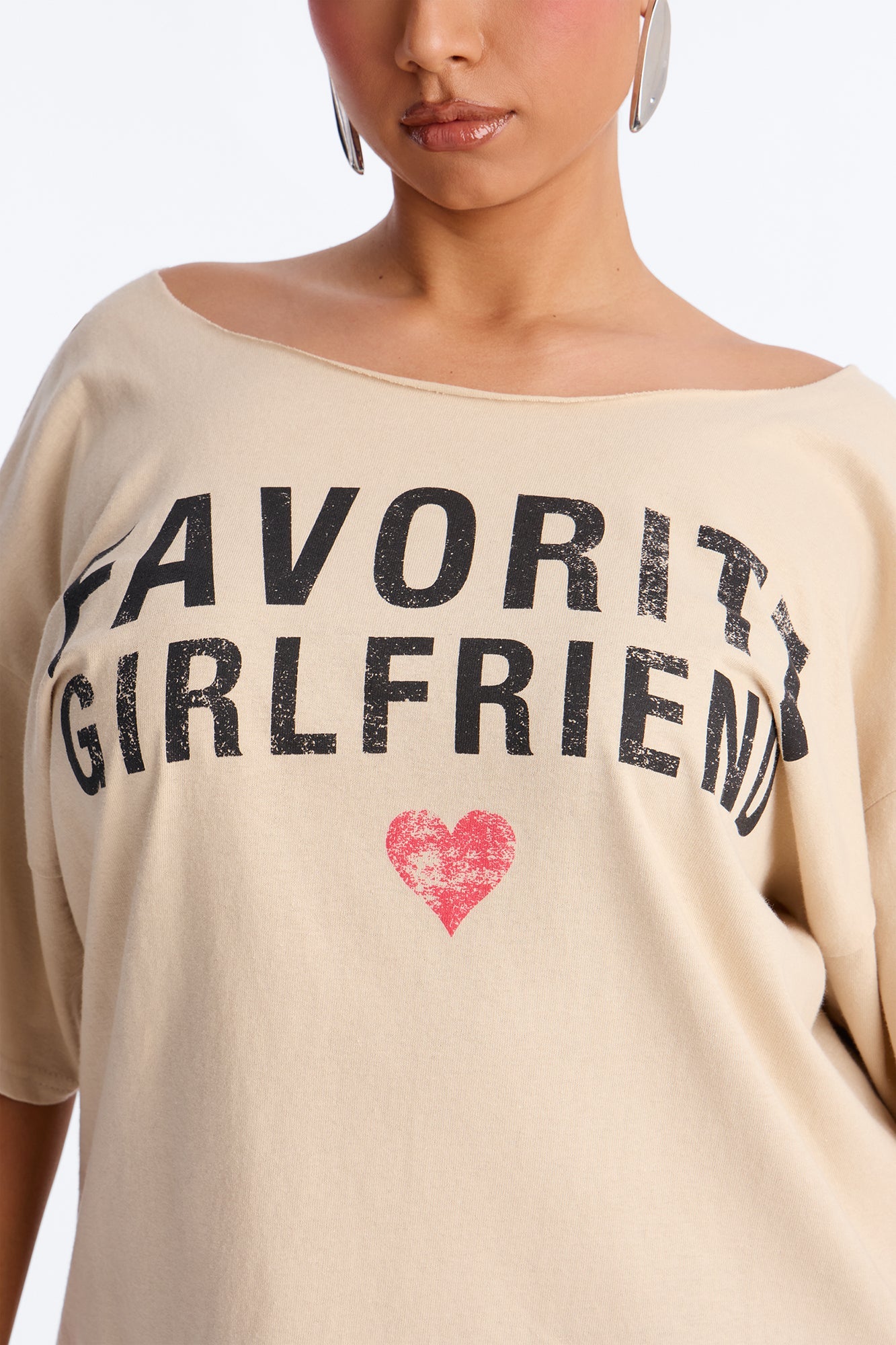 Favorite Girlfriend Off Shoulder Tee - Sand