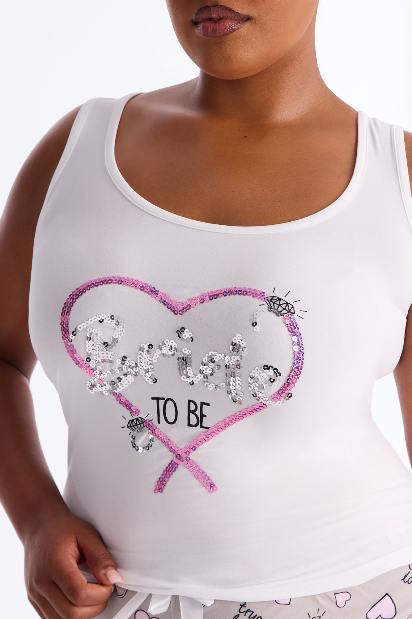 Bridal Era Tank & Short PJ Set - White/combo