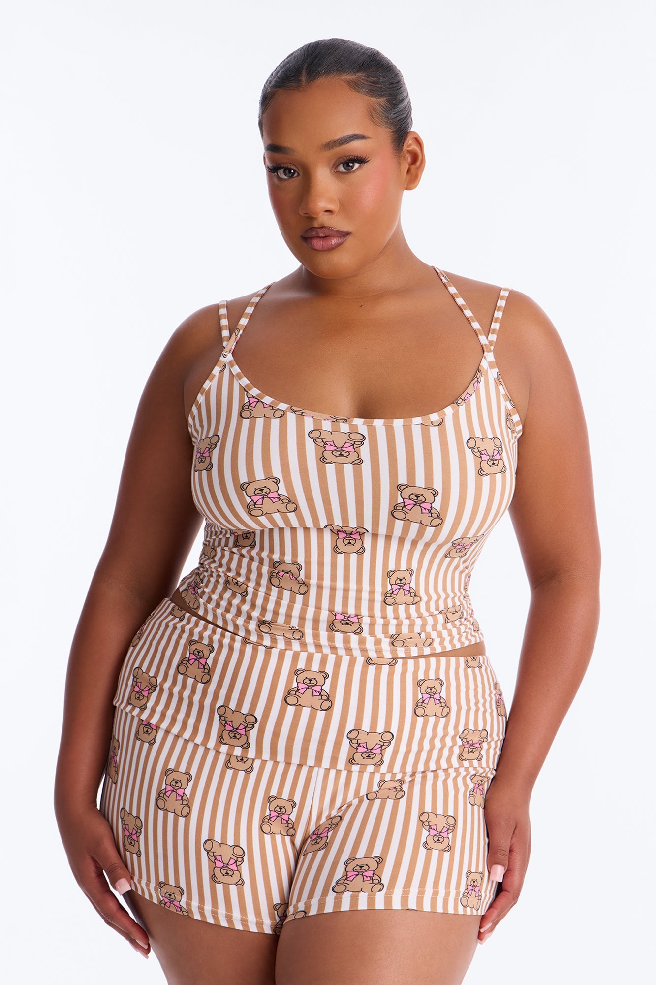 Cuddle With Me Teddy Bear PJ Short Set - Brown
