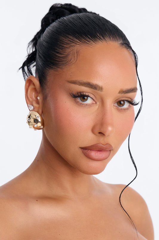 Moon Rocks Stud Earrings - Gold