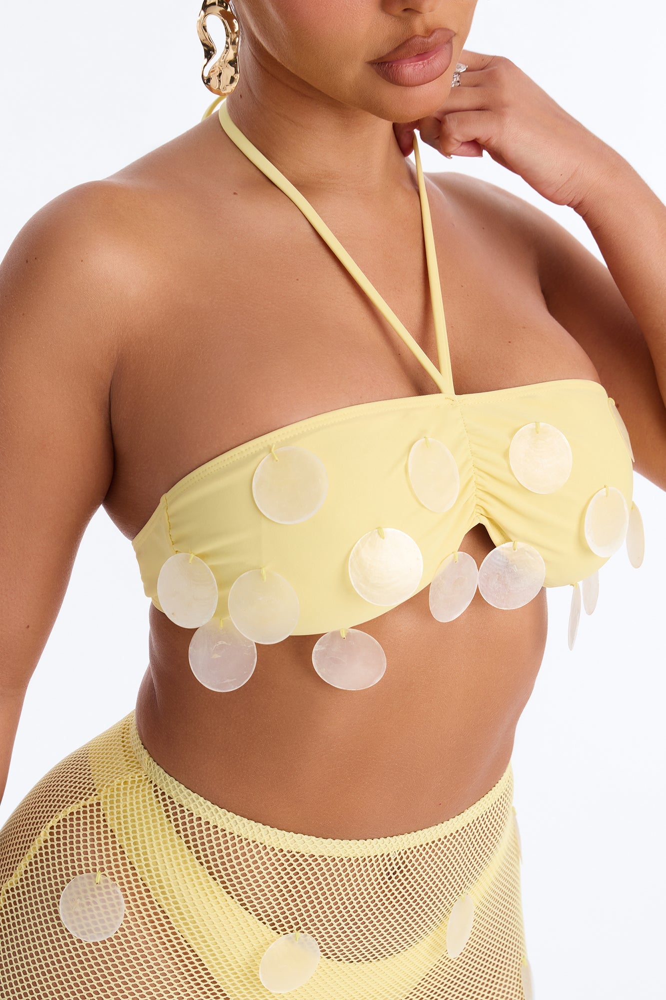 Sunshine State 3 Piece Bandeau Bikini Skirt Set - Yellow