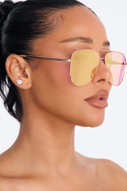 Maverick Aviator Sunglasses - Rose Gold