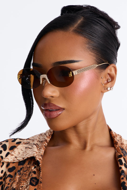 Aurora Crystal Sunglasses - Gold/Brown