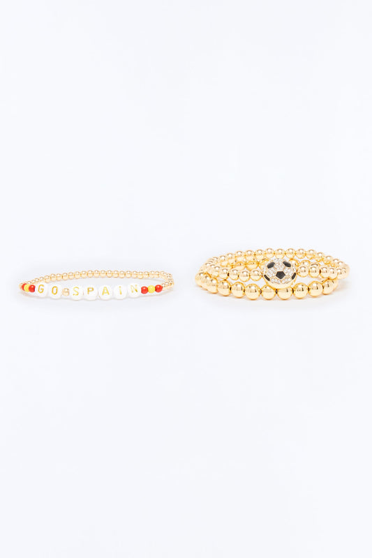 Go Spain Soccer 3 Piece Bracelet Set - Gold