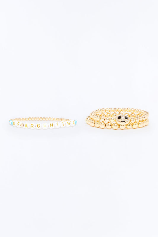 Go Argentina Soccer 3 Piece Bracelet Set - Gold/Blue