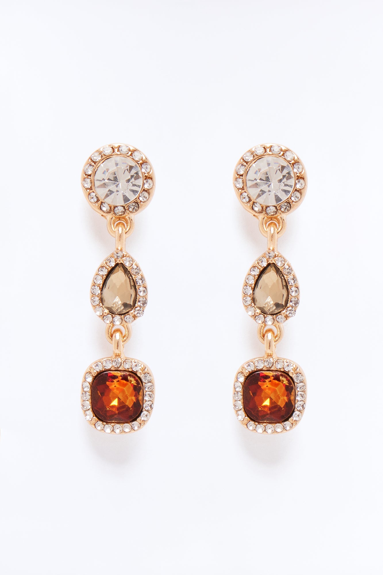 A Good Rule Rhinestone Earrings - Gold/combo