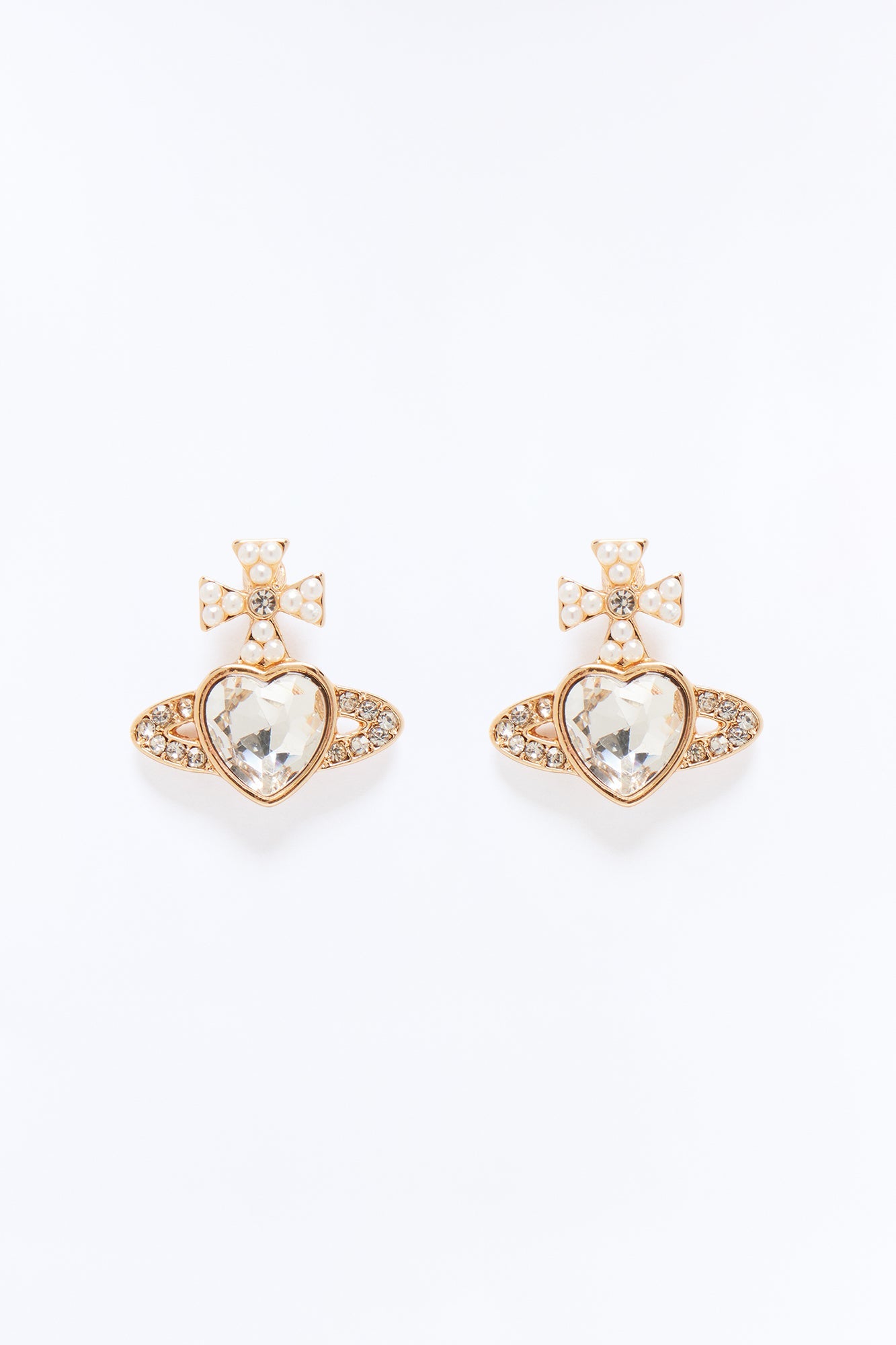 Queen Of The World Rhinestone Stud Earrings - Gold
