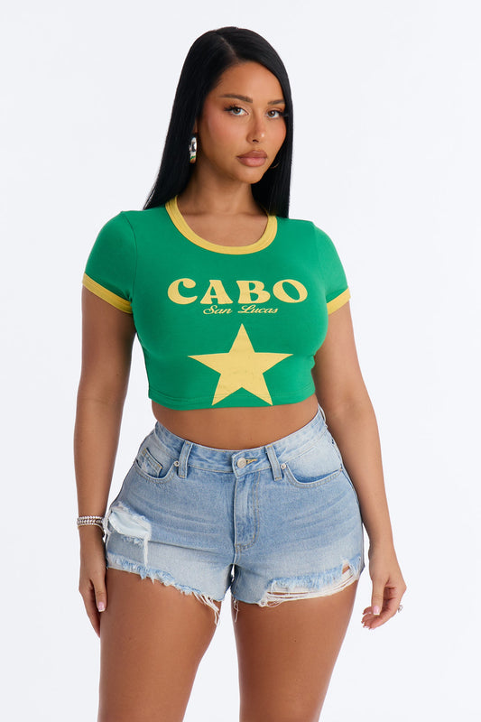 Star In Cabo Baby Tee - Green