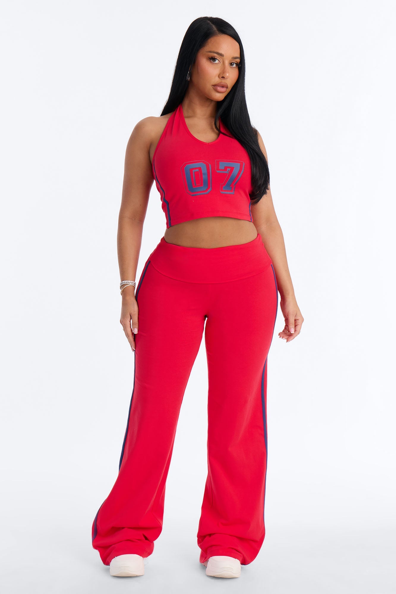 Varsity Dreams Halter Pant Set - Red