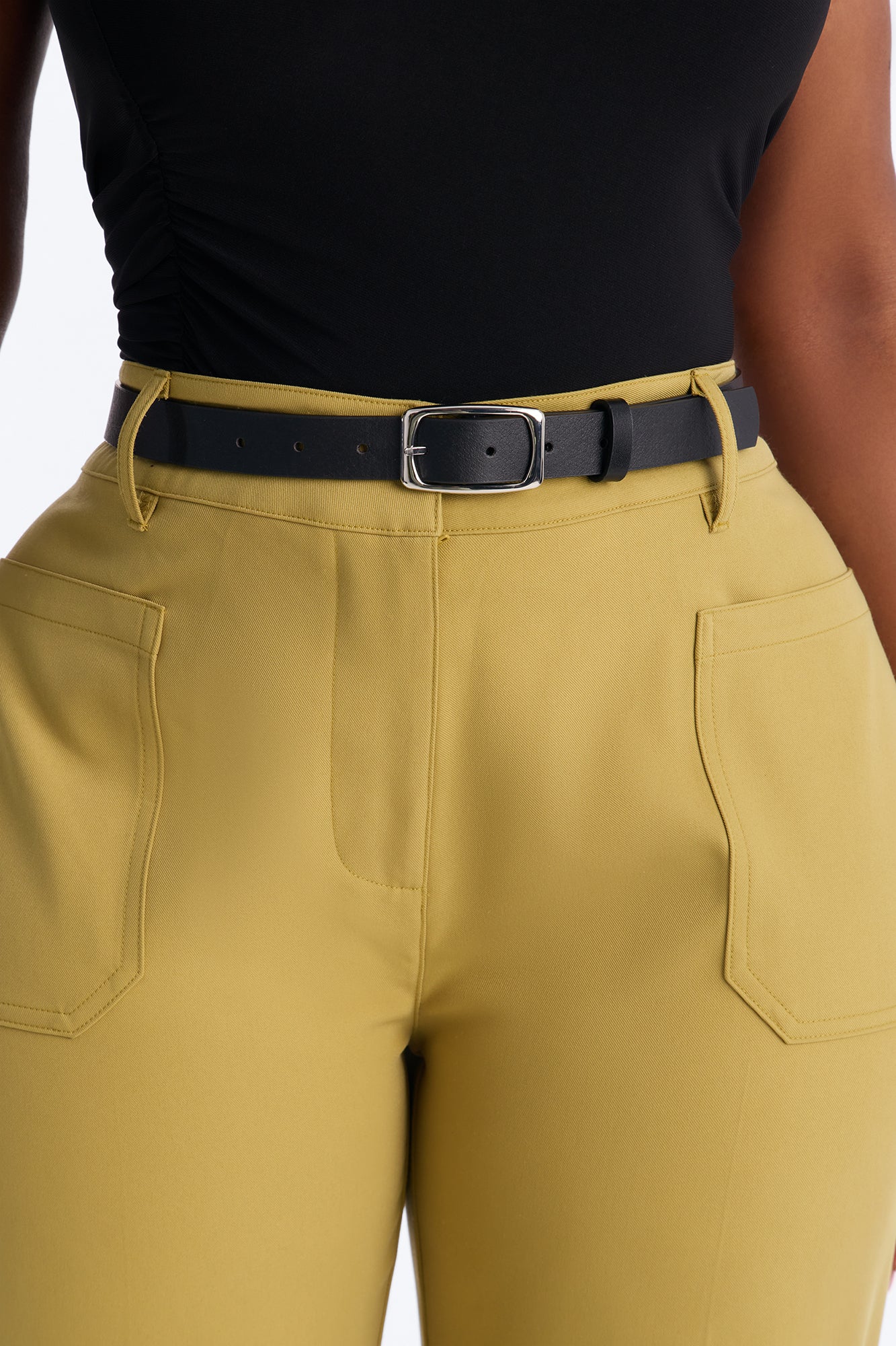 Caris Straight Leg Belted Trouser - Chartreuse