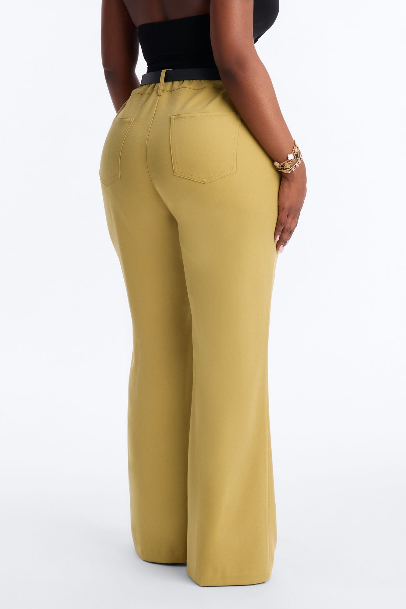 Caris Straight Leg Belted Trouser - Chartreuse