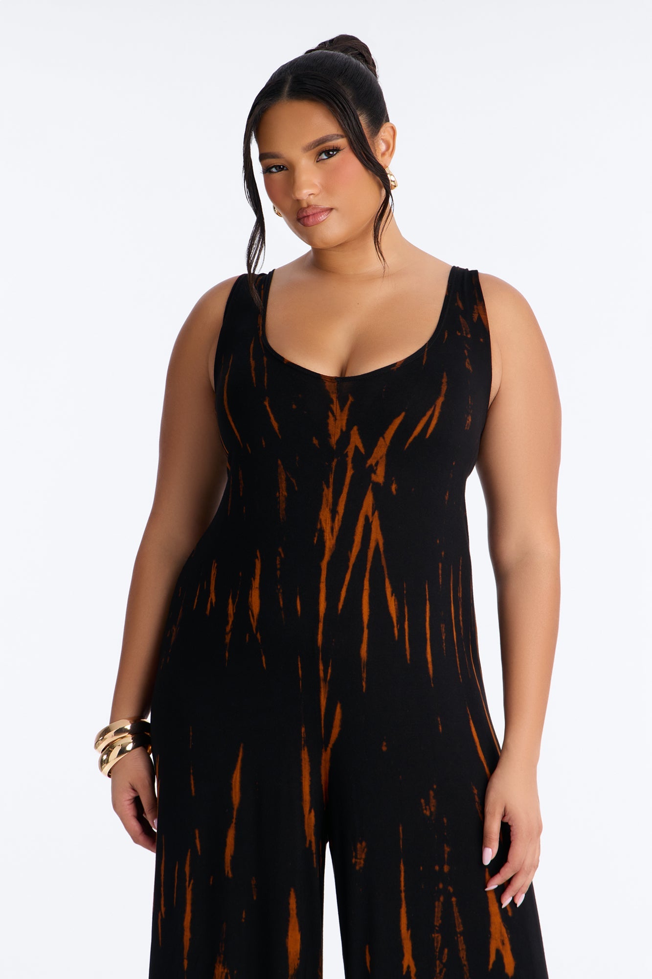 Rileigh Tie Dye Wide Leg Jumpsuit - Rust