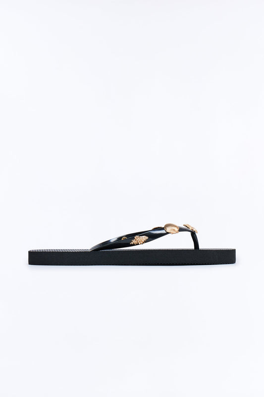 Beachy Hardware Flip Flops - Black