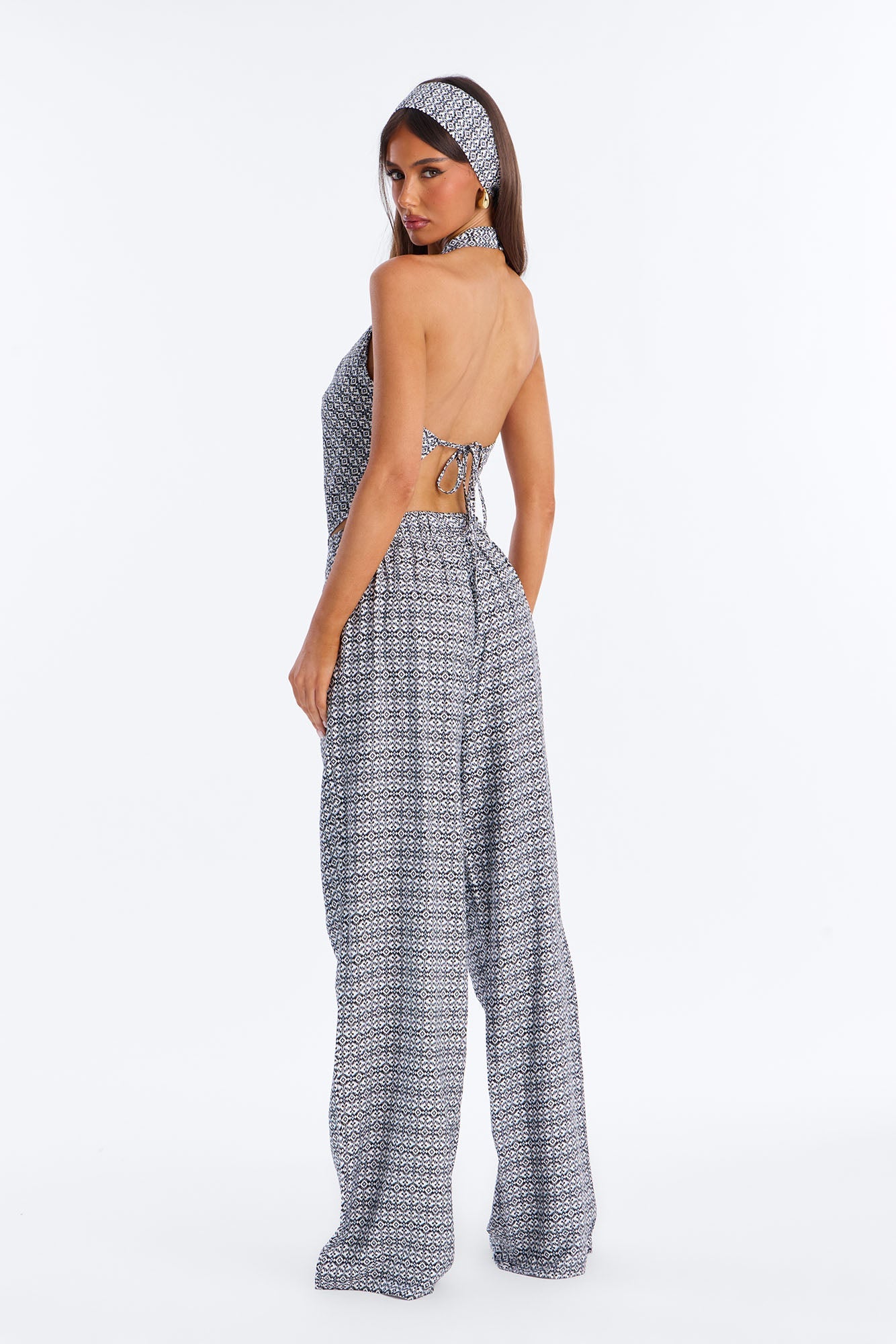 Bailey 3 Piece Halter Pant Set - Black/combo