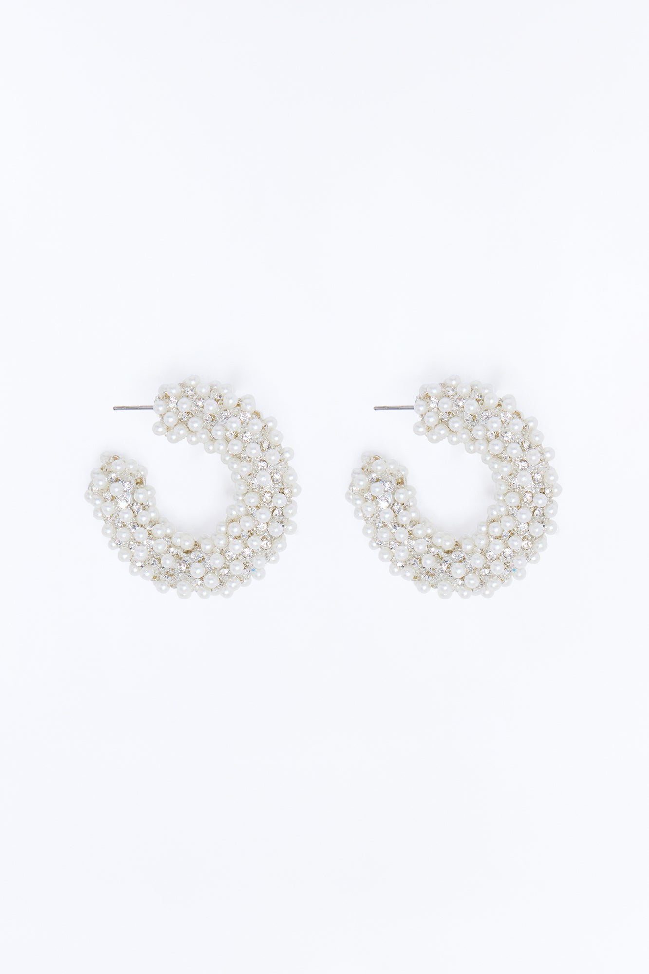 Perfectly Chic Hoop Earrings - White/Silver