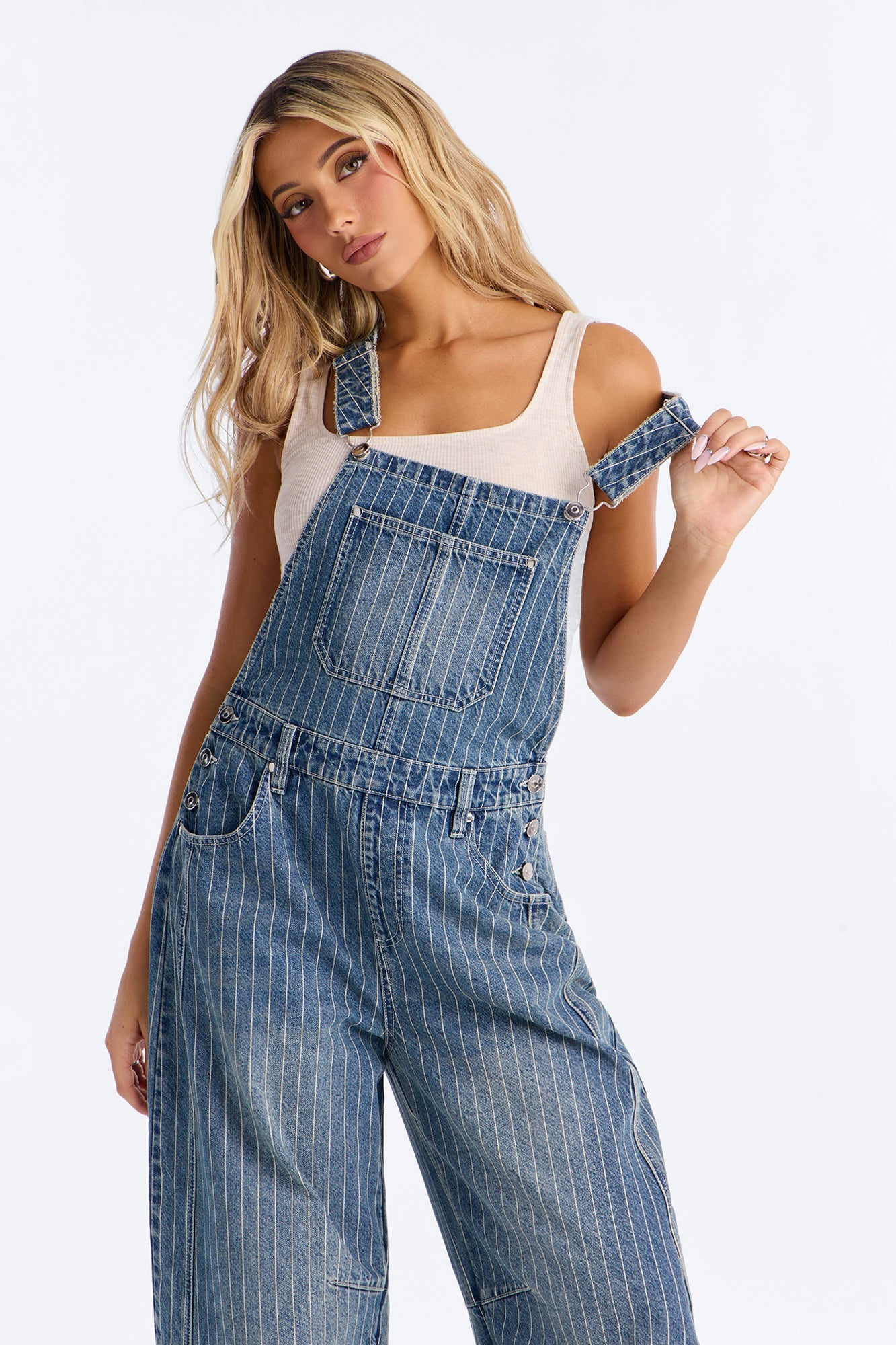 Legendary Stripe Loose Overalls - Vintage Wash