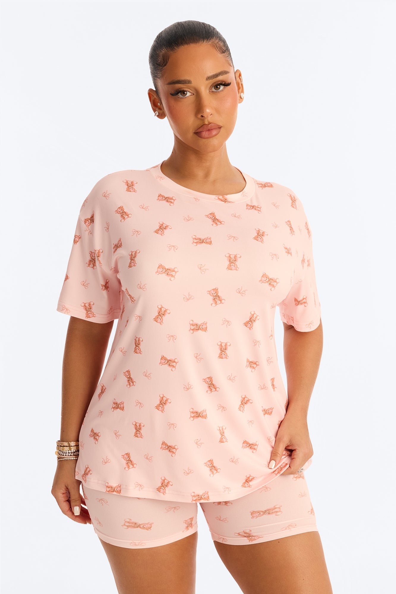 U R My Teddy Bear PJ Boxer Short Set - Pink/combo