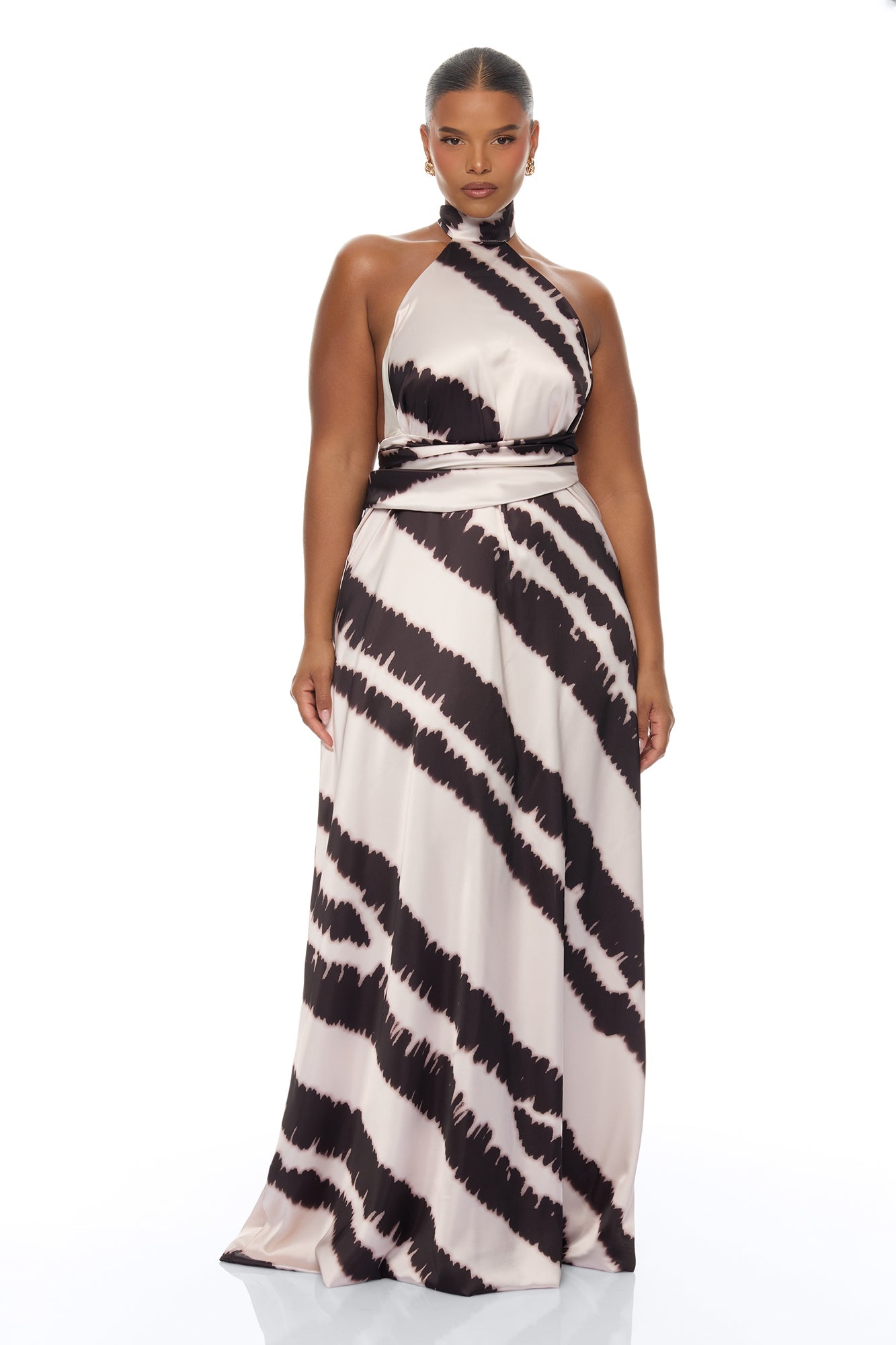 Radiant Energy Satin Maxi Dress - Black/combo