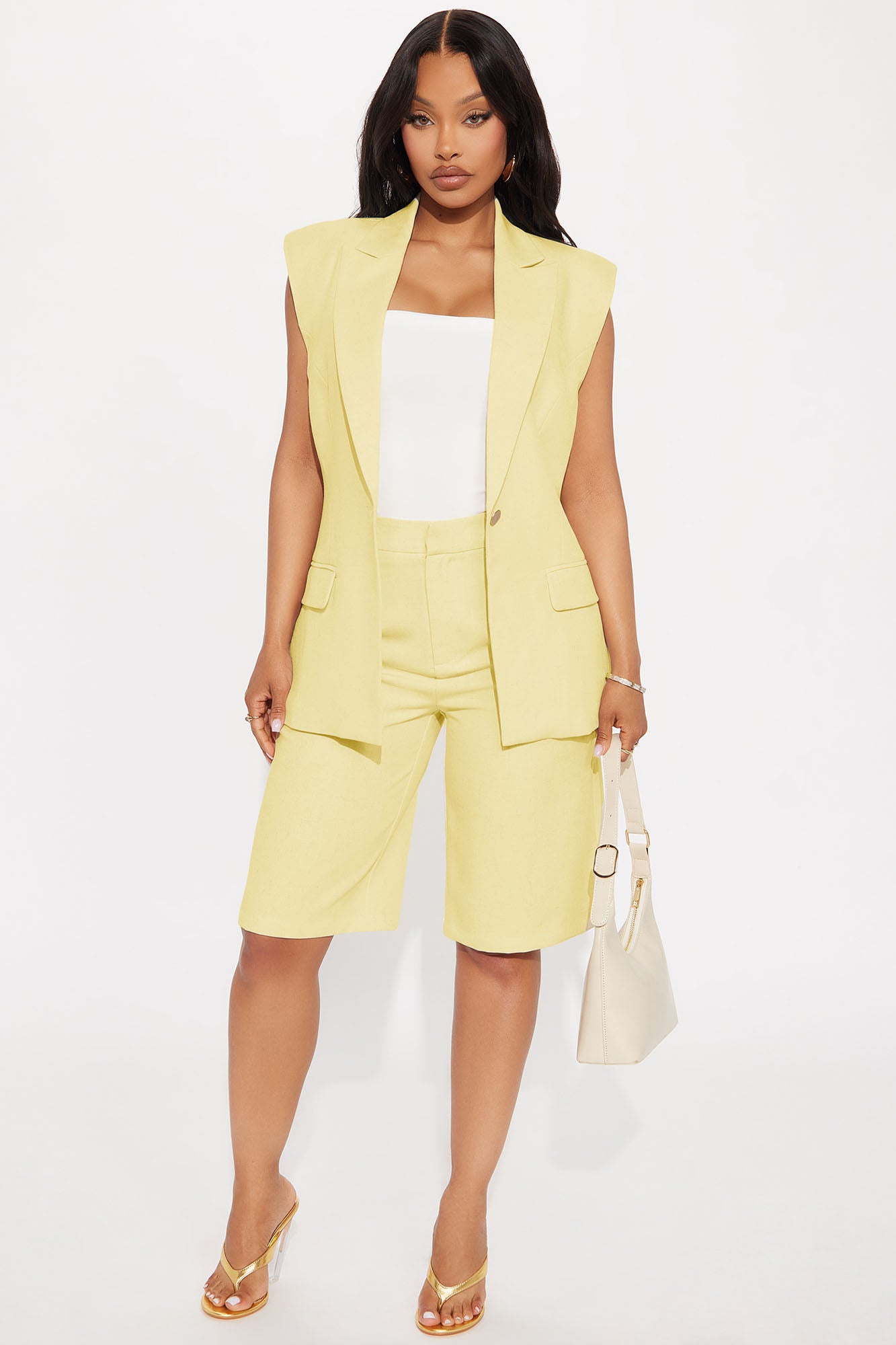 Paloma Linen Vest - Yellow