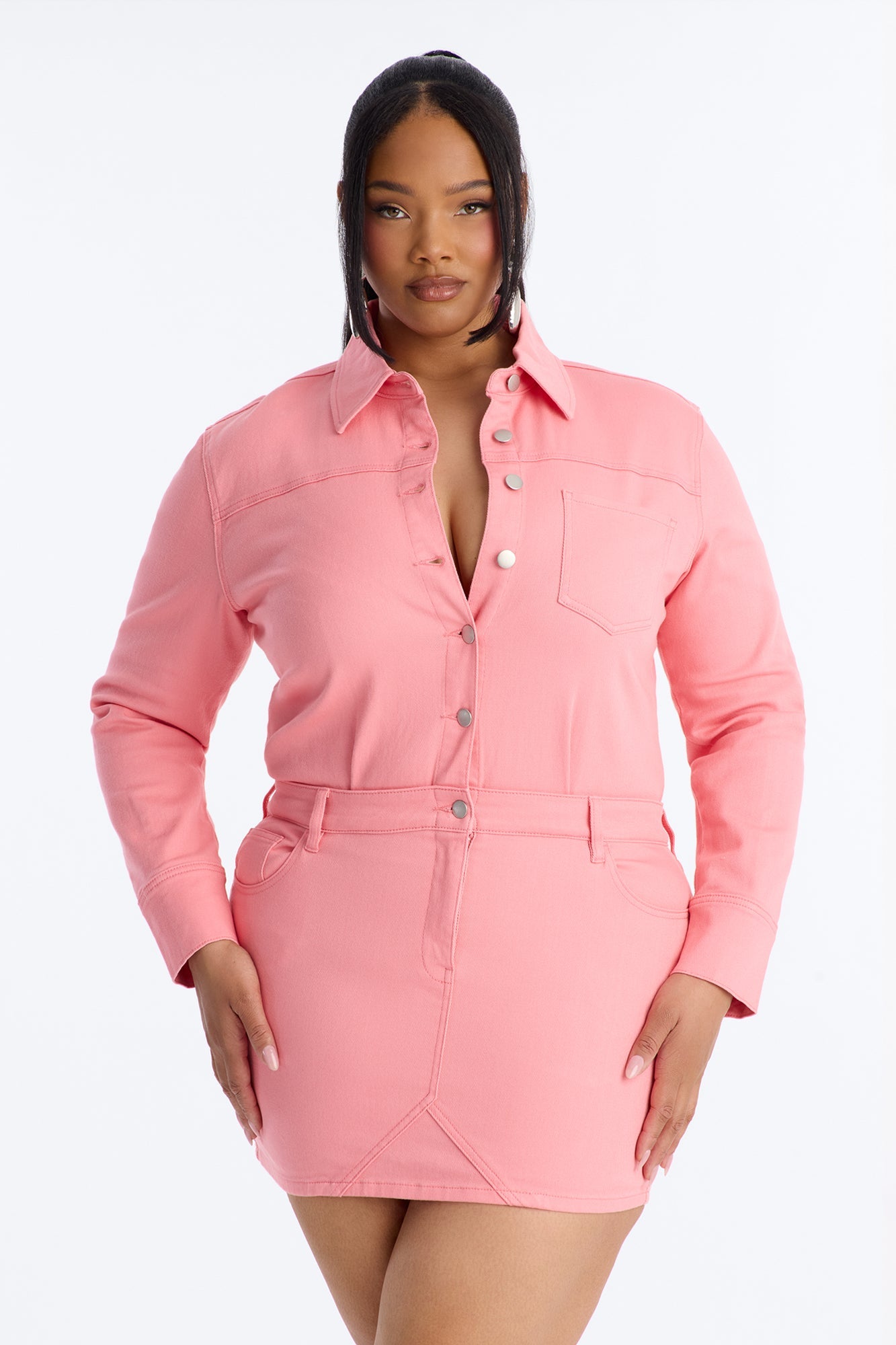 Belleville Denim Mini Dress - Pink