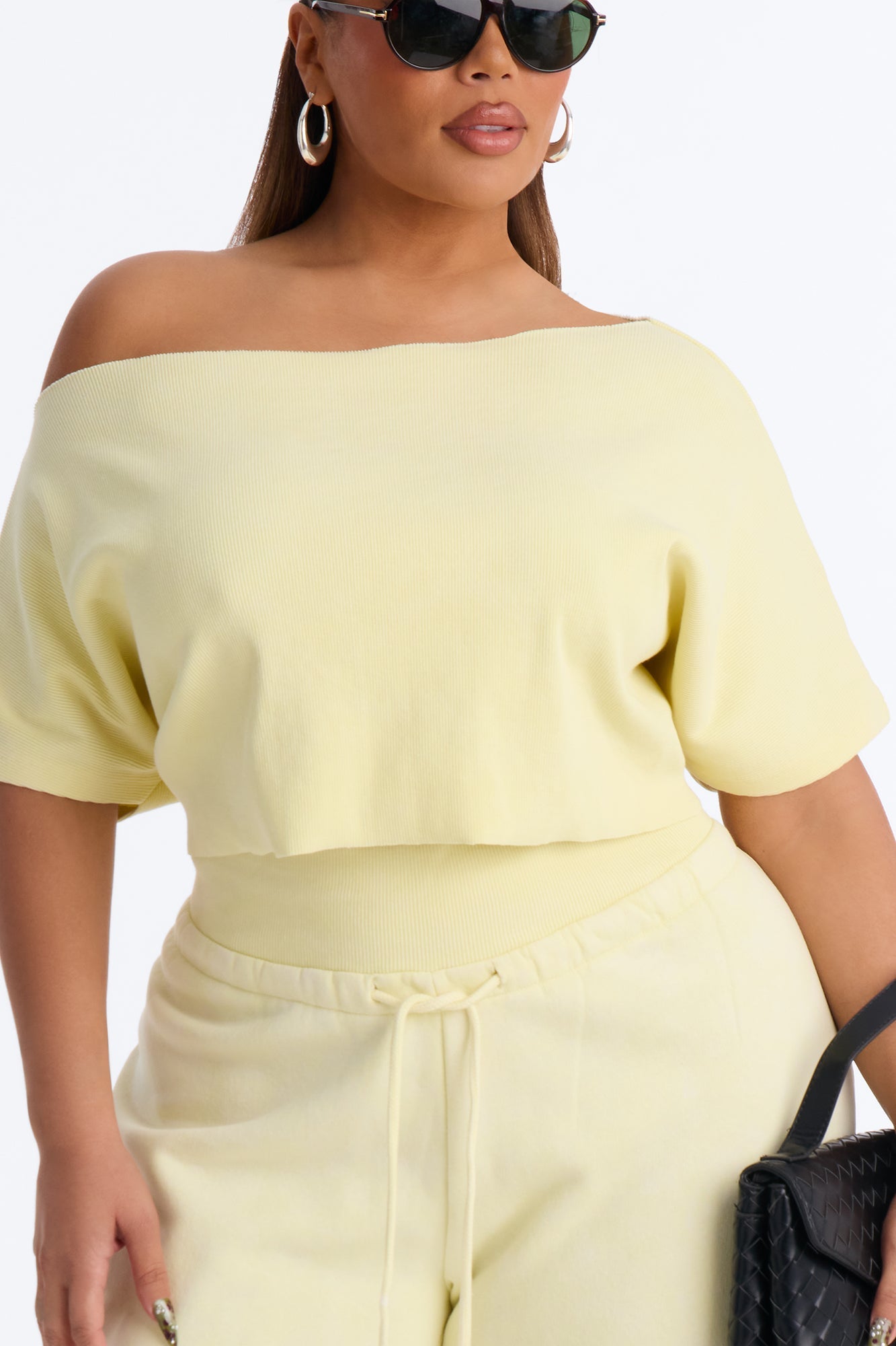 Mila Off Shoulder Top And Sweatpant Set - Yellow