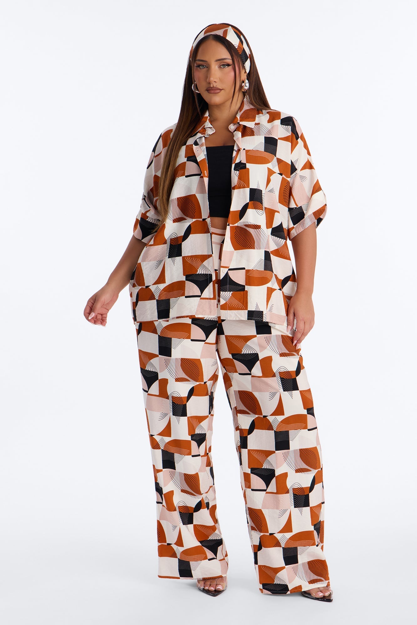 Savanna 3 Piece Pant Set - Rust/combo