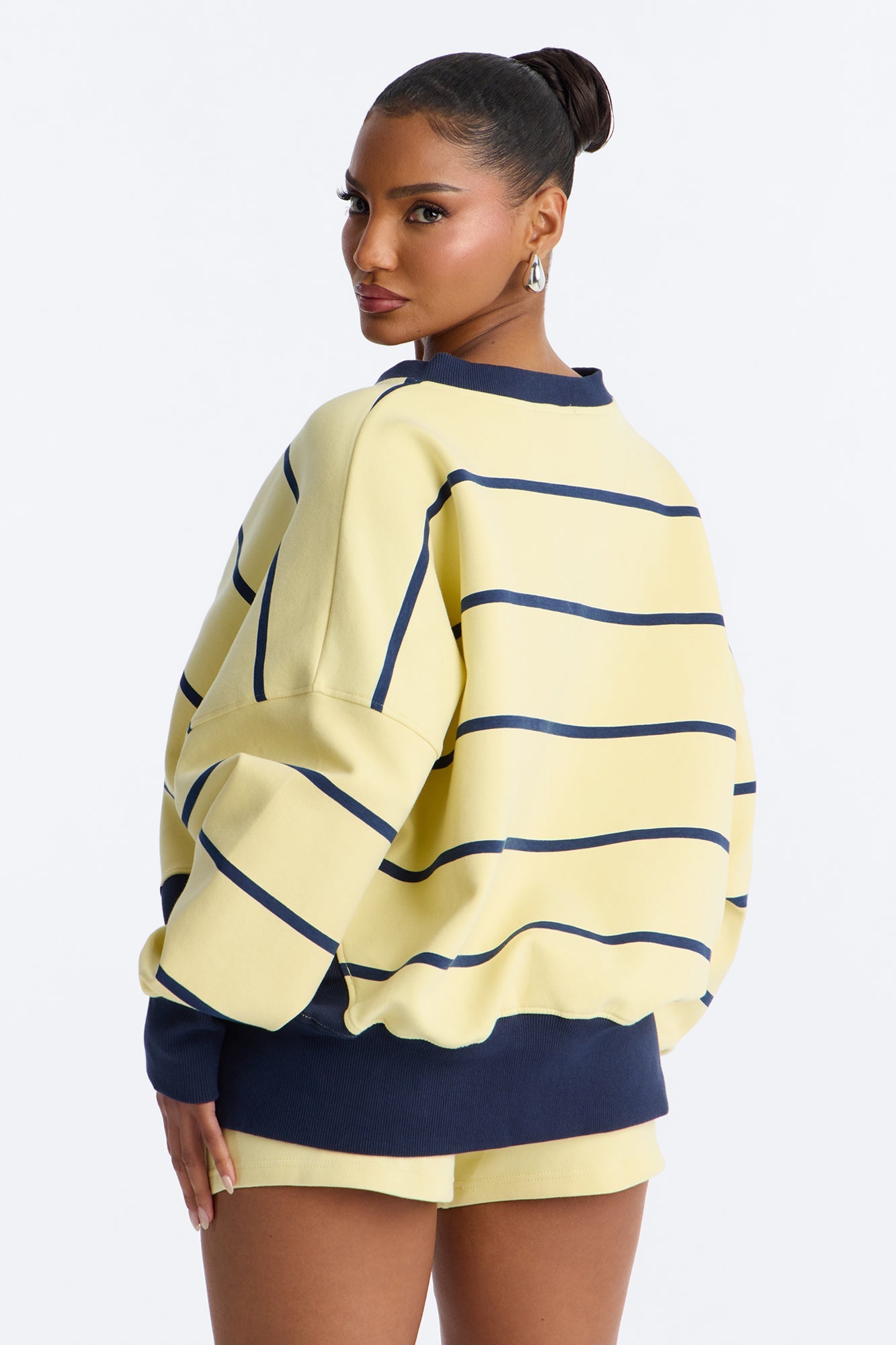 Ellie Striped Fold Over Micro Short Set - Yellow