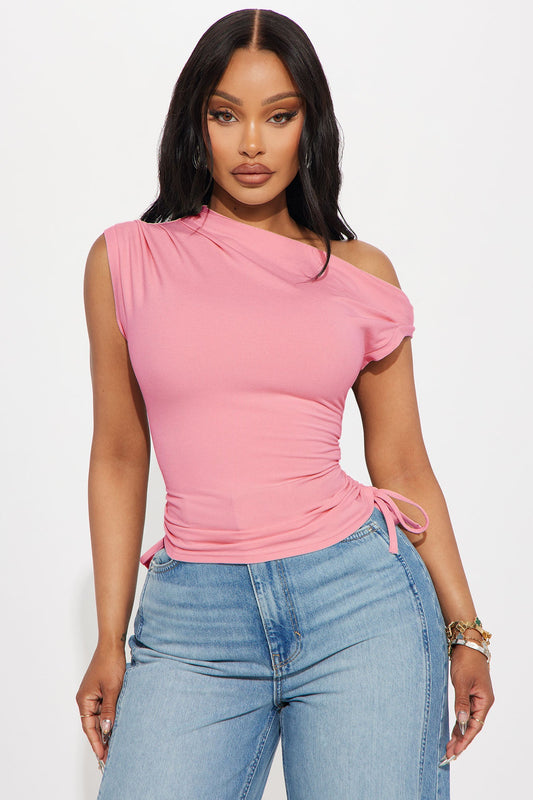 Vera One Shoulder Top - Pink