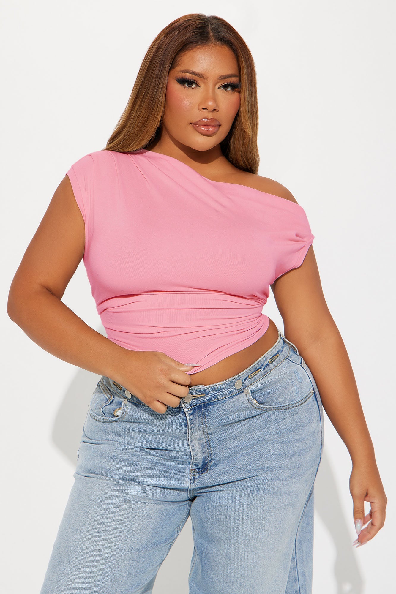 Vera One Shoulder Top - Pink