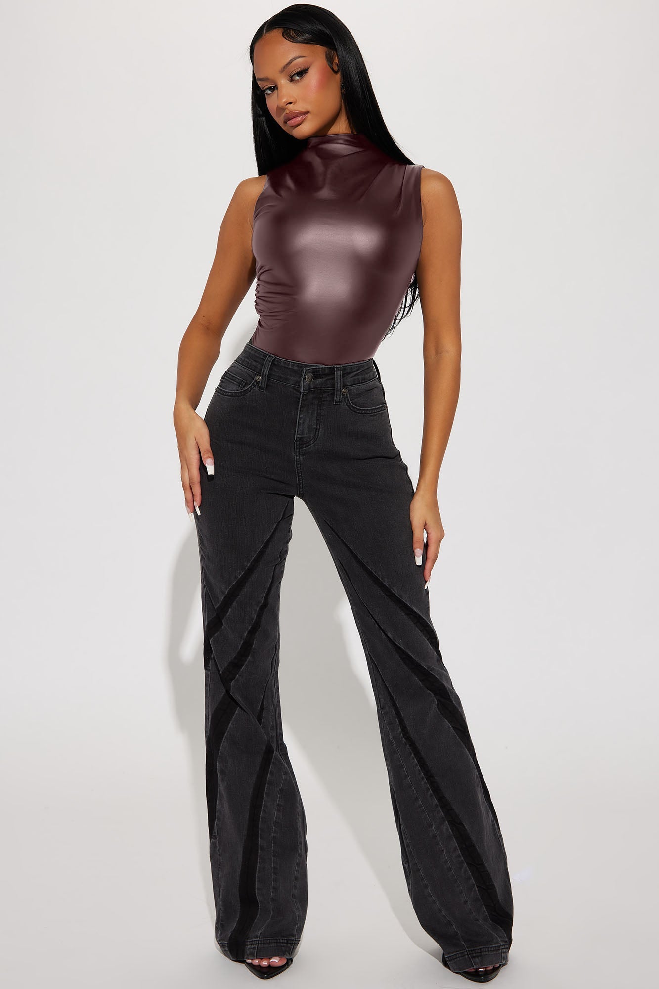 Kourtney Faux Leather Bodysuit - Brown