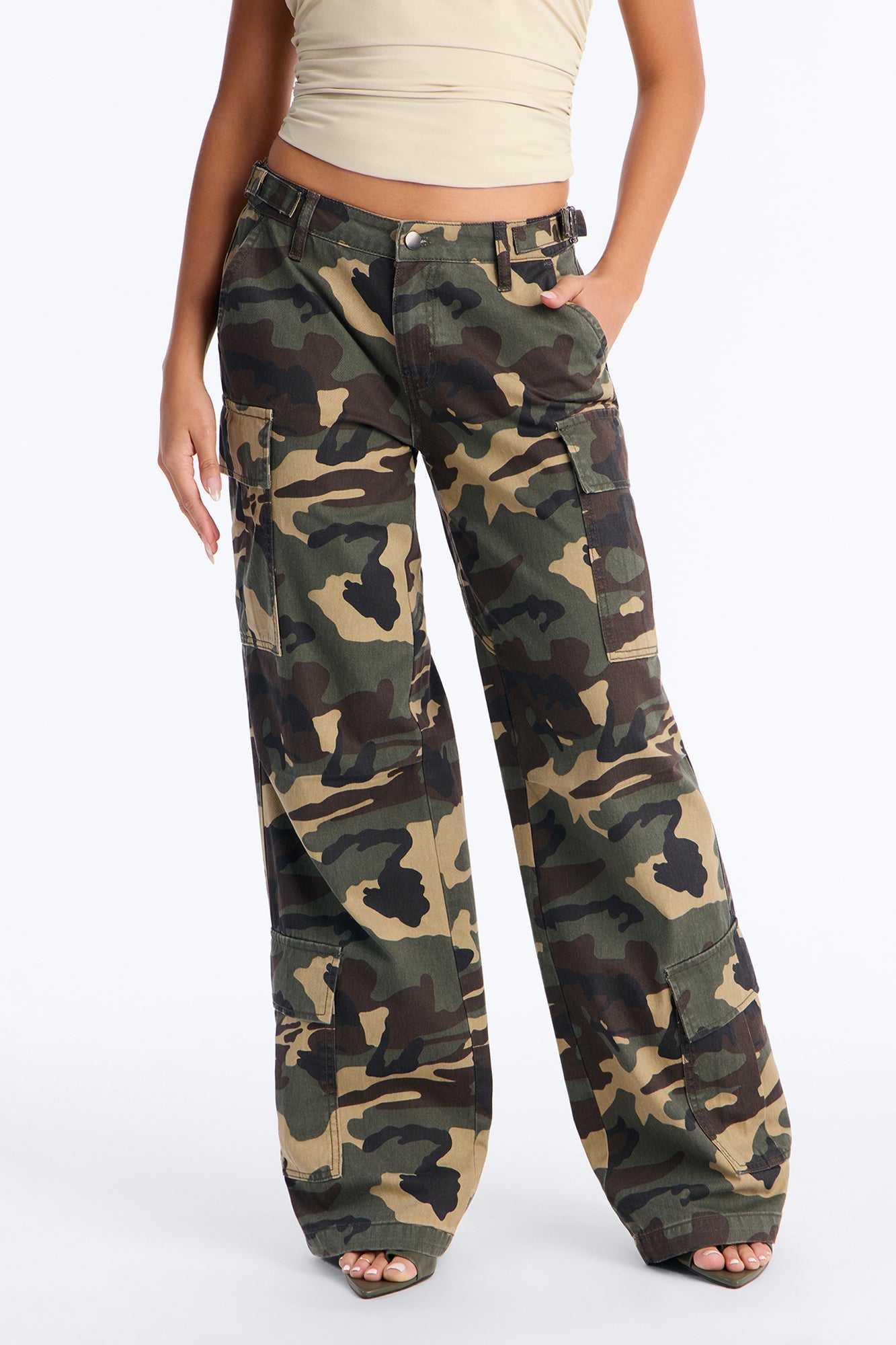 Hide Out Low Rise Camouflage Cargo Pant - Camouflage