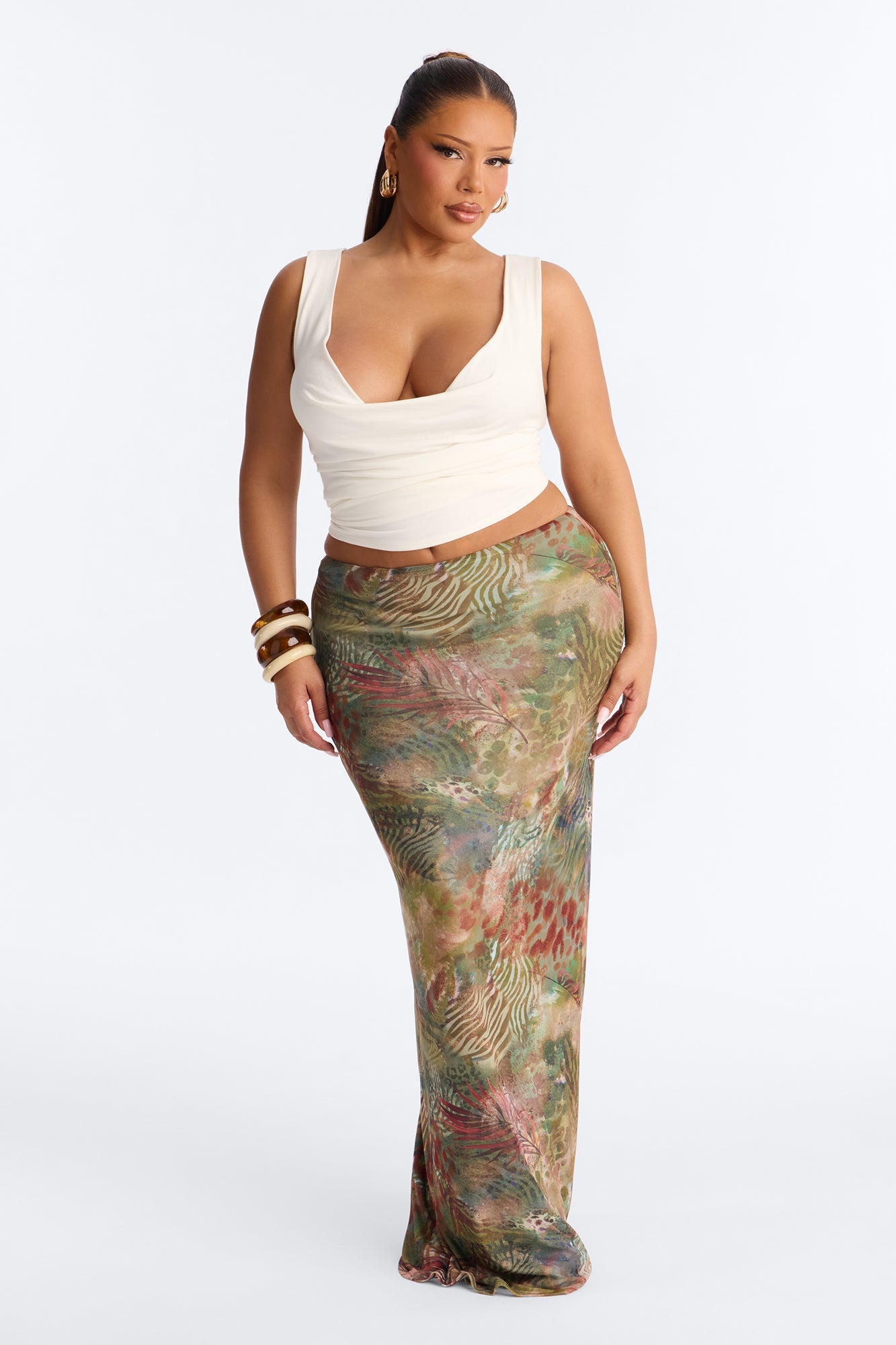 Sabrina Cowl Neck Back Cut Out Sleeveless Top - Ivory