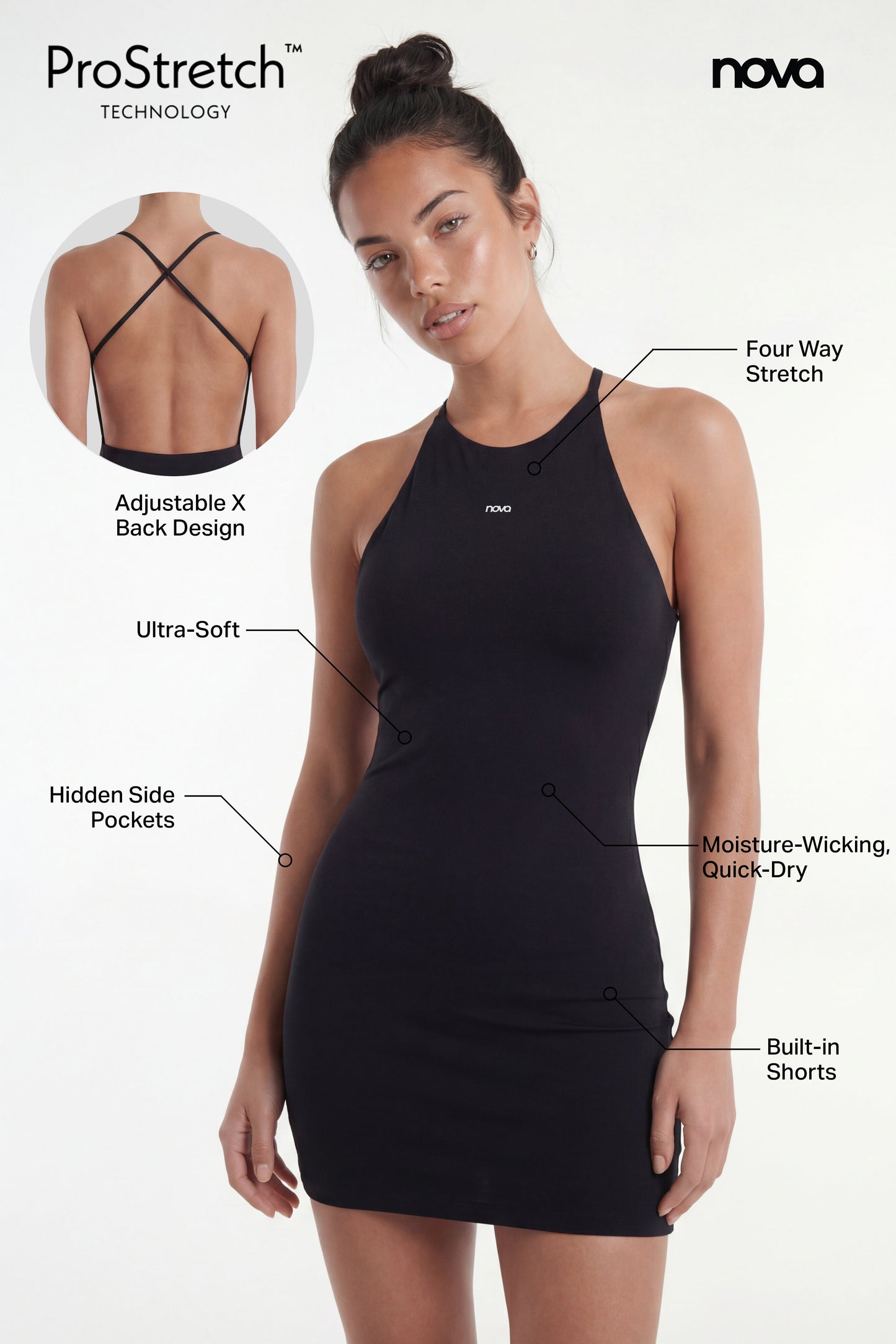 ProStretch™ Open Back Sports Dress - Black Fashion Nova