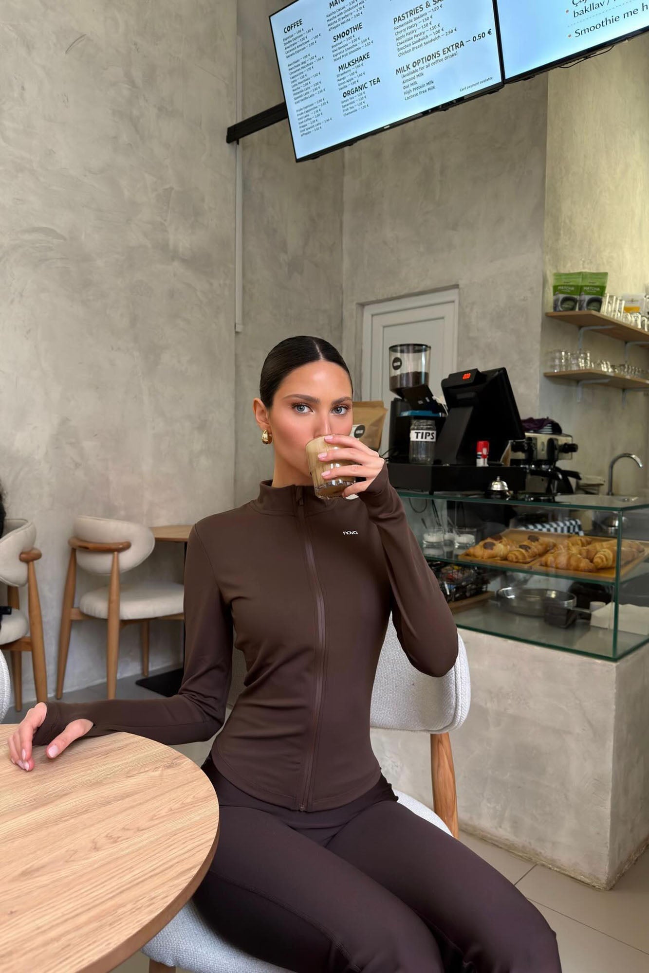 CloudForm™ Long Sleeve Full Zip Jacket - Brown Fashion Nova
